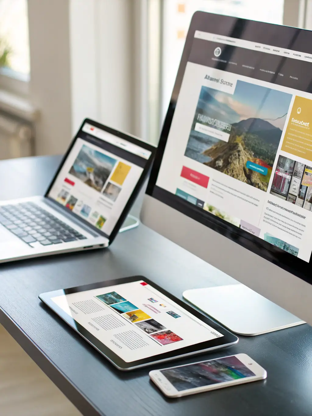 A dynamic image featuring a blend of mobile and desktop devices, highlighting the versatility of Astro Media Group's cross-platform advertising capabilities.